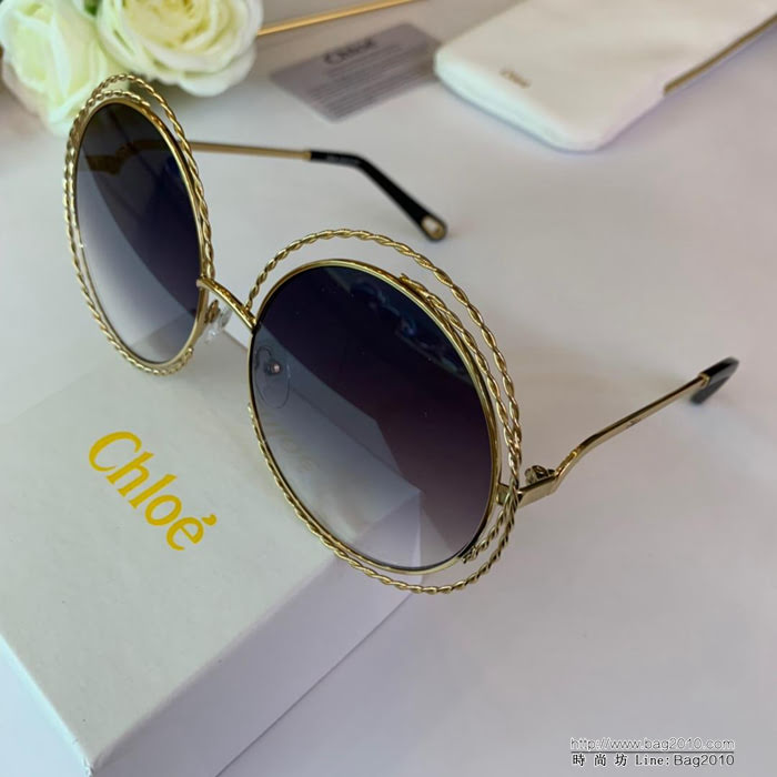 CHLOE克洛伊 麻花款CE114ST 明星網紅同款 潮流復古超大圓框太陽鏡 夾膠框款鏈條精緻  lly1584